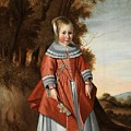 Dutch School mid th Century Portrait of a girl in a red dress standing in a Painting by MotionAge Designs Dutch School mid th Century Portrait of a girl in a red dress standing in a Painting by MotionAge Designs