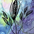 Elegant Pattern With Leaves In Blue And Purple Watercolor I Painting by Irina Sztukowski Elegant Pattern With Leaves In Blue And Purple Watercolor I Painting by Irina Sztukowski