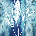 Elegant Pattern With Leaves In Teal Blue Watercolor I Painting by Irina Sztukowski Elegant Pattern With Leaves In Teal Blue Watercolor I Painting by Irina Sztukowski