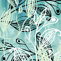 Elegant Pods And Seeds Pattern With Leaves Teal Blue Watercolor IV Painting by Irina Sztukowski Elegant Pods And Seeds Pattern With Leaves Teal Blue Watercolor IV Painting by Irina Sztukowski