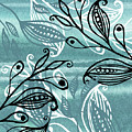 Elegant Pods And Seeds Pattern With Leaves Teal Blue Watercolor V Painting by Irina Sztukowski Elegant Pods And Seeds Pattern With Leaves Teal Blue Watercolor V Painting by Irina Sztukowski