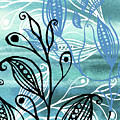 Elegant Pods And Seeds Pattern With Leaves Teal Blue Watercolor VI Painting by Irina Sztukowski Elegant Pods And Seeds Pattern With Leaves Teal Blue Watercolor VI Painting by Irina Sztukowski