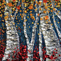 Enchanted Aspen Grove Textured Palette Knife Forest Painting Colorado Landscape Art by Lena Owens