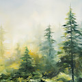 Evergreens - Green Abstract Art Painting by Lourry Legarde Evergreens - Green Abstract Art Painting by Lourry Legarde
