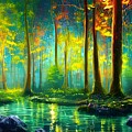 Fantasy Forest with Pond Digital Art by Beverly Read