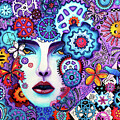 Finding New Direction Original THE AGE OF WOMEN Doodle Gears Painting Empowering Art by MeganAroon by Megan Aroon
