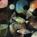Fish Moon Painting by Winston Saoli 1950-1995 Fish Moon Painting by Winston Saoli 1950-1995