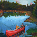 Fishing in a Red Canoe by Jan Dappen