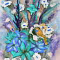 Flower Bouquet n' Bird Mixed Media by Kelly Mills Flower Bouquet n' Bird Mixed Media by Kelly Mills