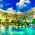 Fontainebleau Miami Beach seen from the swimming pool - oil painting Digital Art by Nicko Prints Fontainebleau Miami Beach seen from the swimming pool - oil painting Digital Art by Nicko Prints