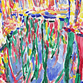 Forest river reflection oil painting on canvas, colorful psychedelic trees water landscape by Vitali Komarov Forest river reflection oil painting on canvas, colorful psychedelic trees water landscape by Vitali Komarov
