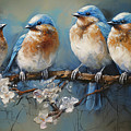 Four Beautiful Bluebirds Painting by Tina LeCour Four Beautiful Bluebirds Painting by Tina LeCour
