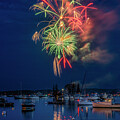 Fourth Of July Fireworks Over Boothbay Harbor Maine by Mark Papke