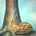 Fox And Tree Painting by Christina Wedberg Fox And Tree Painting by Christina Wedberg