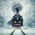 Frosty Elegance The Majestic Approach of the Iron Beast Photograph by Jeff Folger