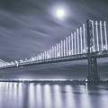 Full Moon Over Bridge Bw by Jonathan Nguyen