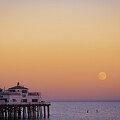 Full Moon Over Santa Monica Pier by Lindsay Thomson