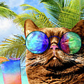 Funny Cat on Beach 675 Mixed Media by Lucie Dumas Funny Cat on Beach 675 Mixed Media by Lucie Dumas