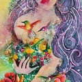 Garden Goddess of the Hummingbird Painting by Carol Losinski Naylor Garden Goddess of the Hummingbird Painting by Carol Losinski Naylor