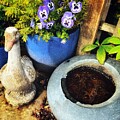 Garden goose with Purple Pansies by Allie Lily