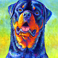 Gentle Guardian Colorful Rottweiler Dog Painting by Rebecca Wang Gentle Guardian Colorful Rottweiler Dog Painting by Rebecca Wang