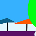 Geometric Beach Umbrella 5 by Kathy Paynter