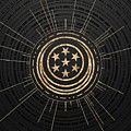 Geometric Glyph in Gold with Radial Array on Dark Gray n.0077 by Holy Rock Design