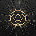 Geometric Glyph in Gold with Radial Array on Dark Gray n.0236 by Holy Rock Design