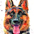 German Shepherd Pet Portrait Painting by Suzann Sines German Shepherd Pet Portrait Painting by Suzann Sines