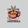 German Shepherd with Coffee Digital Art by Deb Bryce German Shepherd with Coffee Digital Art by Deb Bryce