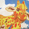 Two Giraffes, One Giraffe is Kissing Another on its Cheek Pastel by Ali Baucom Two Giraffes, One Giraffe is Kissing Another on its Cheek Pastel by Ali Baucom