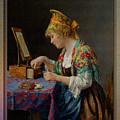 Girl from the Wachau at her Toilette by Hans Hamza Painting by Rolando Burbon Girl from the Wachau at her Toilette by Hans Hamza Painting by Rolando Burbon