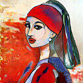 Girl with Pearl 001 Digital Art by Stacey Mayer Girl with Pearl 001 Digital Art by Stacey Mayer