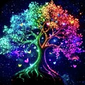 Glowing Tree of Life with Butterflies  by Lisa Pearlman