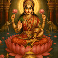 Goddess Lakshmi on Lotus    Bestower of Wealth and Beauty by Atma Jyoti Ashram