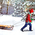 Going Sledding Digital Art by Pennie McCracken Going Sledding Digital Art by Pennie McCracken