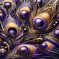 Gold and Purple Peacock Feathers 2025 05050930aisq by Cindy's Creative Corner