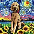 Golden Doodle Night 2 Painting by Aja Trier Golden Doodle Night 2 Painting by Aja Trier