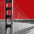 Golden gate Bridge - Dk Red Digital Art by DB Artist Golden gate Bridge - Dk Red Digital Art by DB Artist