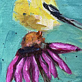 Goldfinch on a Coneflower Painting by Roxy Rich Goldfinch on a Coneflower Painting by Roxy Rich