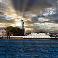 Governors Island Ferry and Statue of Liberty by Darryl Brooks