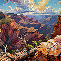 Grand Canyon South Rim with Foreground Tree by AI Digital