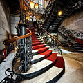 Grand Staircase with Intricate Ironwork by Leslie Brashear