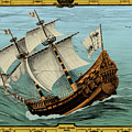 Grande Hermine, Jacques Cartier Ship Drawing by Science Source Grande Hermine, Jacques Cartier Ship Drawing by Science Source