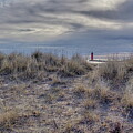 Grassy Dune And Kenosha Lighthouse by Dale Kauzlaric