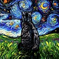 Gray Tabby Night Painting by Aja Trier Gray Tabby Night Painting by Aja Trier