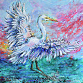 Great Egret's Glorious Landing Painting by Jyotika Shroff Great Egret's Glorious Landing Painting by Jyotika Shroff
