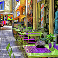 Green and Purple Sidewalk Cafe #2 Photograph by Steve Templeton Green and Purple Sidewalk Cafe #2 Photograph by Steve Templeton