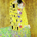 Gustav Klimt The Kiss Romantic Art Nouveau Gold Leaf Painting Print by Bob Pardue