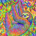 Hanging Around - Psychedelic Sloth Painting by Rebecca Wang Hanging Around - Psychedelic Sloth Painting by Rebecca Wang